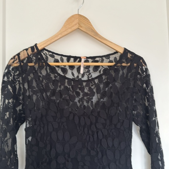 Free People Black Lace mini skater style dress - Picture 6 of 11